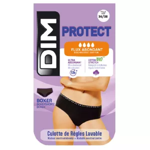 Boxer menstruel femme noir flux abondant coton Bio T36/38 - DIM