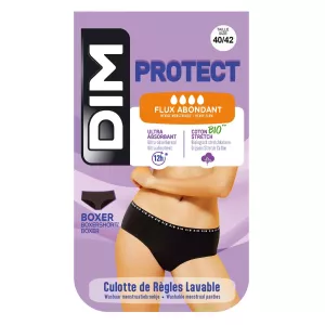 Boxer menstruel femme noir flux abondant coton Bio T40/42 - DIM