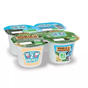 Yaourt Vanille de Madagascar bio 4x115g - LES 2 VACHES
