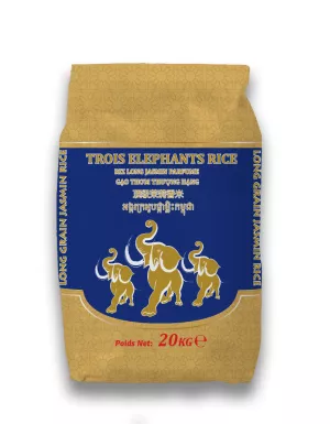 Riz Long Parfumé Jasmin 20kg - TROIS ELEPHANTS