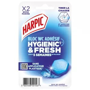 Bloc Wc Adhésif Hygienic & Fresh Brise Marine 2 blocs - HARPIC