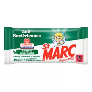 Lingettes Désinfectantes Antibactériennes (30lingettes) - ST MARC