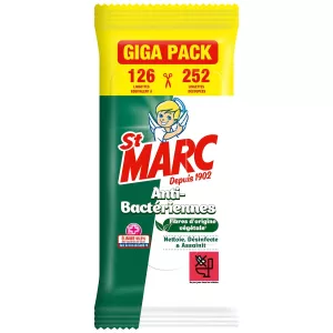 Lingettes Désinfectantes Antibactériennes (126 Lingettes) - ST MARC