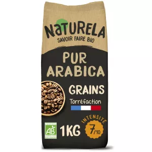 Café Bio Pur Arabica En Grains 1kg - NATURELA
