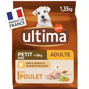Croquettes pour chien Adulte mini au poulet 1,35KG - ULTIMA
