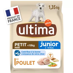 Croquettes pour chien Junior mini au poulet 1,35KG - ULTIMA