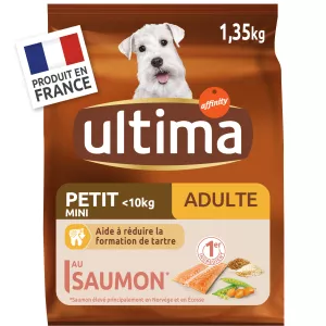 Croquettes pour chien Adulte mini au saumon 1,35KG - ULTIMA