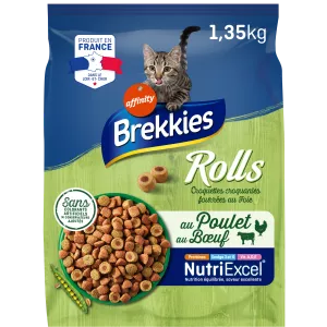 Croquettes Pour Chat Adulte Au Poulet & Au Bœuf Fourrées Au Foie 1,35g - Brekkies