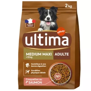 Croquettes au saumon pour chien adulte medium maxi (+10kg) 2kg - ULTIMA