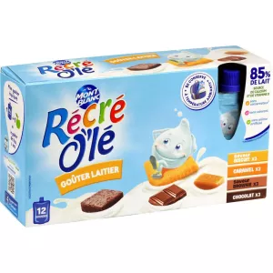 Zuivelsnacks met 4 smaken in een flesje, 12x85g - MONT BLANC