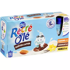 Gourdes Goûter Laitier Caramel, Chocolat, Vanille 12x85g - RÉCRÉ O'LÉ