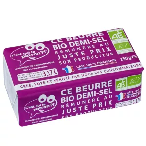 Beurre Bio Demi sel 82% 250g - C'EST QUI LE PLUS FORT