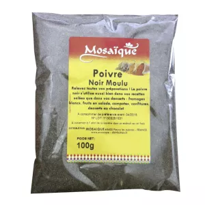 Poivre noir moulu 100g - MOSAIQUE