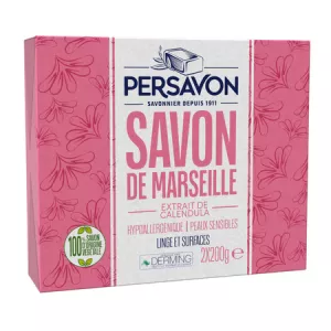 Savon Solide de Marseille Extrait de Calendula Hypoallergénique 2x200g - PERSAVON