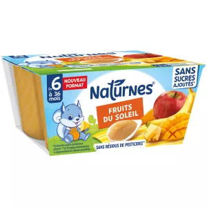 Compote bébé fruits du soleil sans sucres ajoutés dès 6 mois 4x100 g - NATURNES