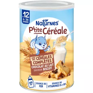 P'tite Céréale céréales complètes chocolat au lait saveur biscuit dès 12 mois - NATURNES
