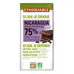 Chocolat Noir Nicaragua Grand Cru Waslala 75% - ETHIQUABLE