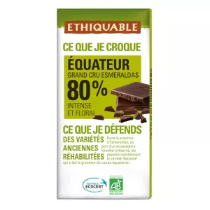Chocolat Noir 80% Équateur Intense Et Floral 100g - ETHIQUABLE