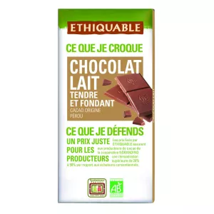 Chocolat Lait Nature Tendre Et Fondant 100g - ETHIQUABLE
