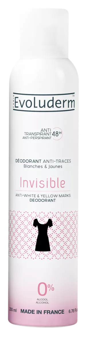 Déodorant Anti-transpirant 48h Anti-traces Blanches & Jaunes Invisible 200ml - Evoluderm