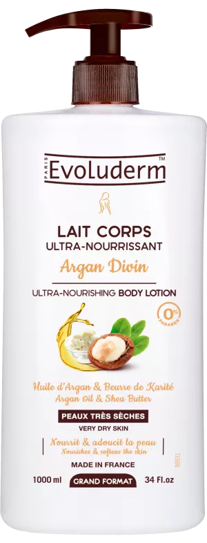 Lait Corps Ultra-nourrissant Argan Divin 1l - Evoluderm