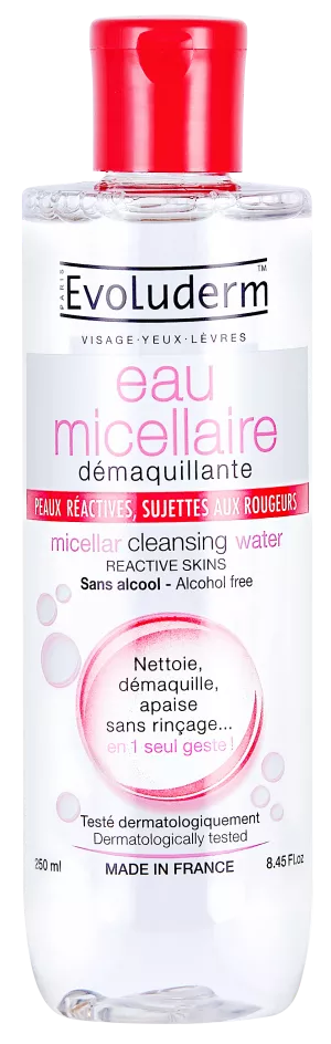Eau Micellaire Démaquillante Peaux Réactives. Sujettes Aux Rougeurs 250ml - Evoluderm