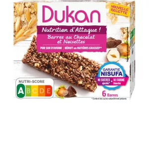 Barres son d'avoine chocolat noisette sans sucres ajoutés 6x25g - DUKAN