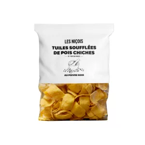 Tuiles Soufflées de Pois Chiches au Poivre Noir, 100g - LES NIÇOIS