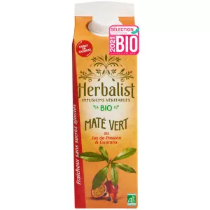 Bio-Passionsgetränk aus grünem Mate und Guarana ohne Zuckerzusatz, 1l, HERBALIST