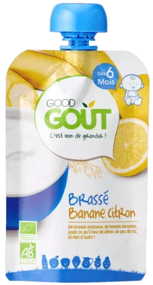 Gourde bébé BIO brasé banane & citron dès 6mois 90g - GOOD GOUT