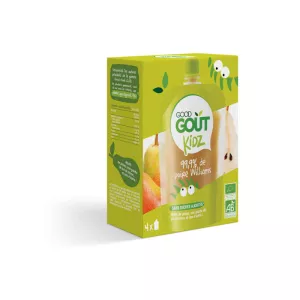 Flasche Williamsbirnenkompott ohne Zuckerzusatz Bio, 4x90g, GOOD GOUT