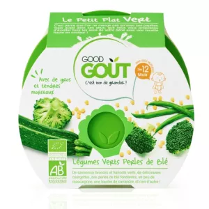 Refeição pronta vegetais verdes/pérolas de trigo biológico a partir dos 12 meses 220g - GOOD GOUT