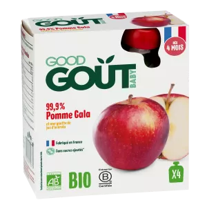 Purée de pomme Gala BIO, dès 4 mois 4x85g - GOOD GOUT