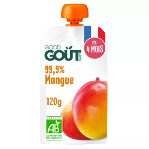 Gourde à la mangue sans sucres ajoutés Bio, 120g, GOOD GOUT