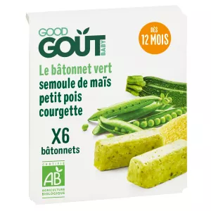 Le Bâtonnet Vert Petits Pois. Semoule De Maïs Et Une Touche De Menthe 132g (6x22g) - GOOD GOUT