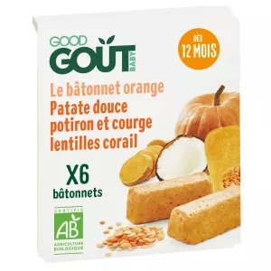 O bastão de lentilha coral laranja. Leite de Coco e Abóbora com Curry 132g (6x22g) - GOOD GOUT