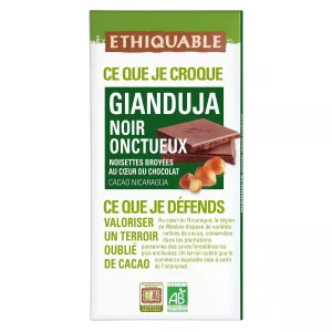 Tablette De Chocolat Noir Gianduja Onctueux Nicaragua Bio 100g - Ethiquable