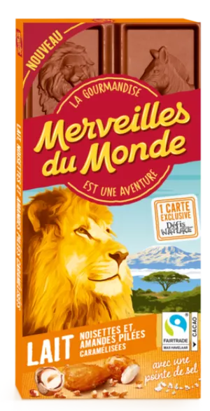 Tablette De Chocolat Au Lait Pointe De Seul, Noisettes Et Amandes Pilées 100g - Merveilles