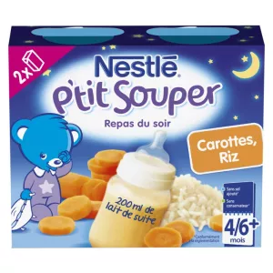 P'tit souper carottes/ riz 4/6+ mois 2x250ml - NESTLE