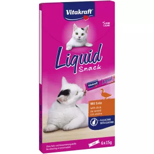 6x15g Friandise Pour Chat Liquides Canard & Beta-glucanes, Liquid Snack - Vitakraft