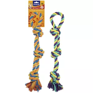 Jouet pour chien en corde multicolore tressée et nœud de 60cm- VITAKRAFT