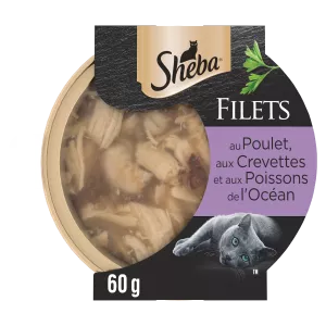 Pâtée Pour Chat Filets Au Poulet, Aux Crevettes Et Aux Poissons 60g - Sheba