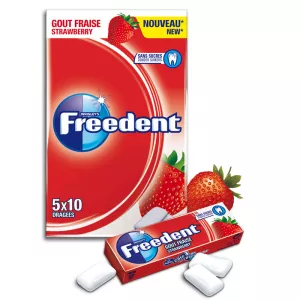 Chewing-gum Goût Fraise Sans Sucres 5x10 - Freedent