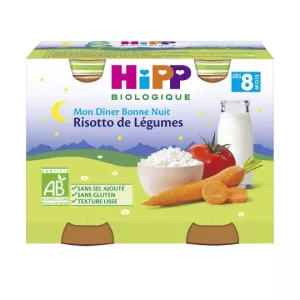 Petits pots bébé risotto de légumes BIO dès 8mois 2x190g - HIPP