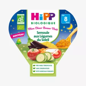 Plat bébé BIO semoule aux légumes dès 8mois 200g - HIPP