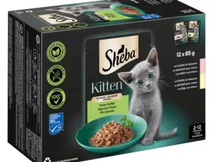 Pâtée Pour Chaton Sélection Mixte Au Saumon Et Au Poulet En Sauce 12x85g - Sheba