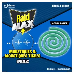 Anti-Moustiques Spirale et Moustiques Tigres Protection Extérieure x10 - RAID