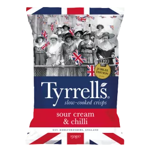 Chips de Pommes de Terre Sour Cream Chilli Jubilee, 150g  - TYRRELLS