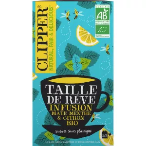 Infusion Taille de Rêve maté, menthe et citron BIO, 20 sachets, 40 g - CLIPPER