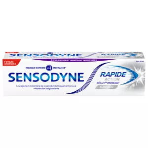 Dentifrice Rapide Action dès le 1er Brossage Blancheur 75ml - SENSODYNE